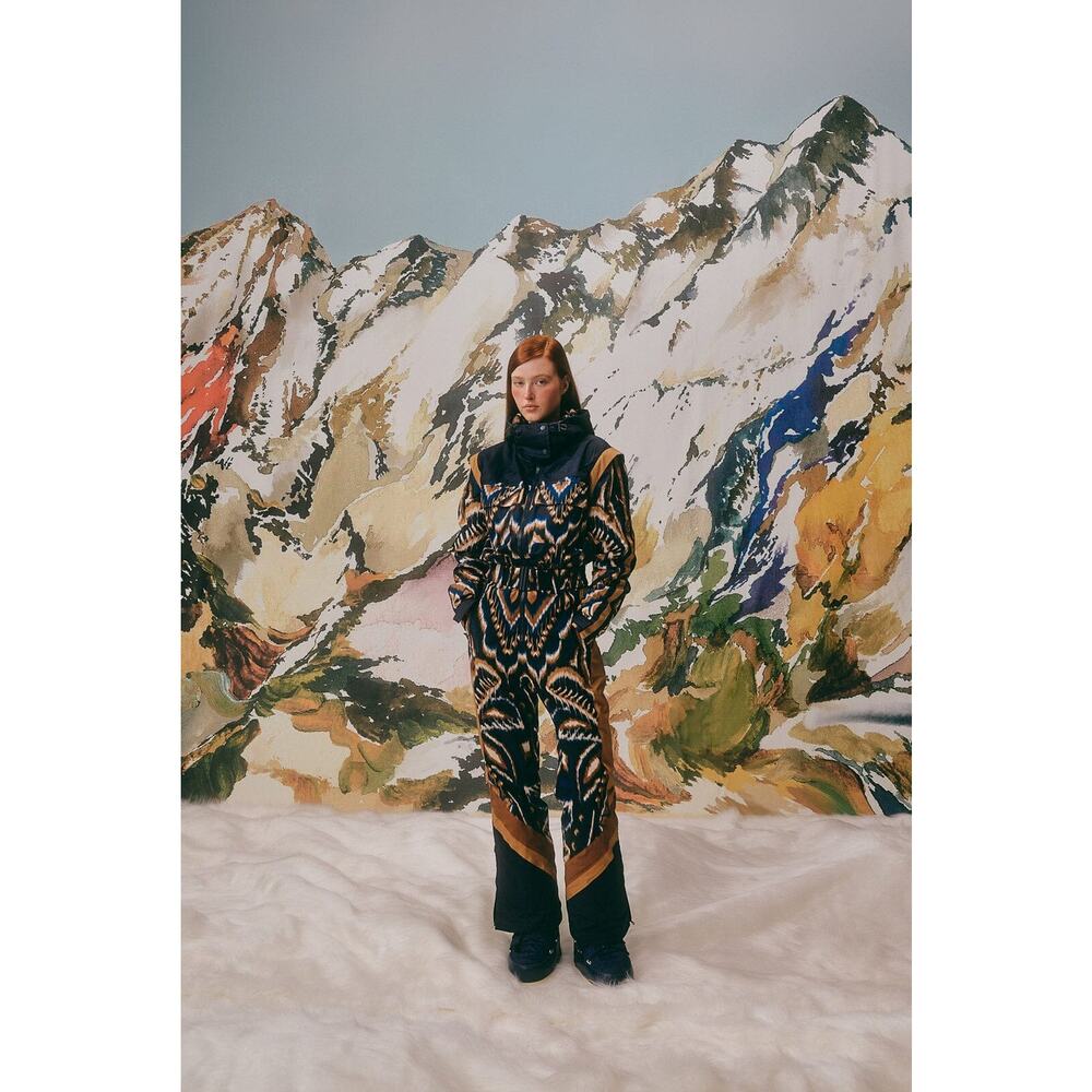 Farm Rio Black Pineapple Ikat navy blue ski jumpsuit size XL